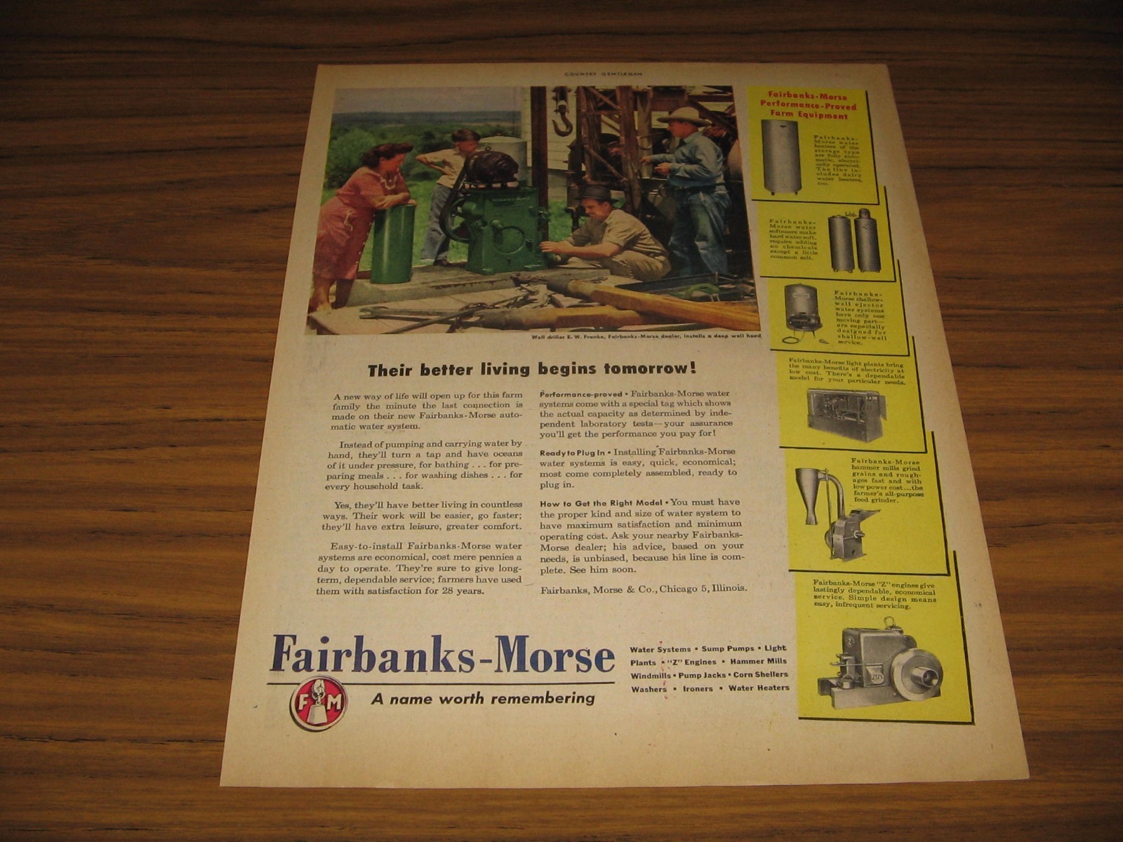 1947 Print Ad Fairbanks-Morse Well Driller at Work Chicago,IL