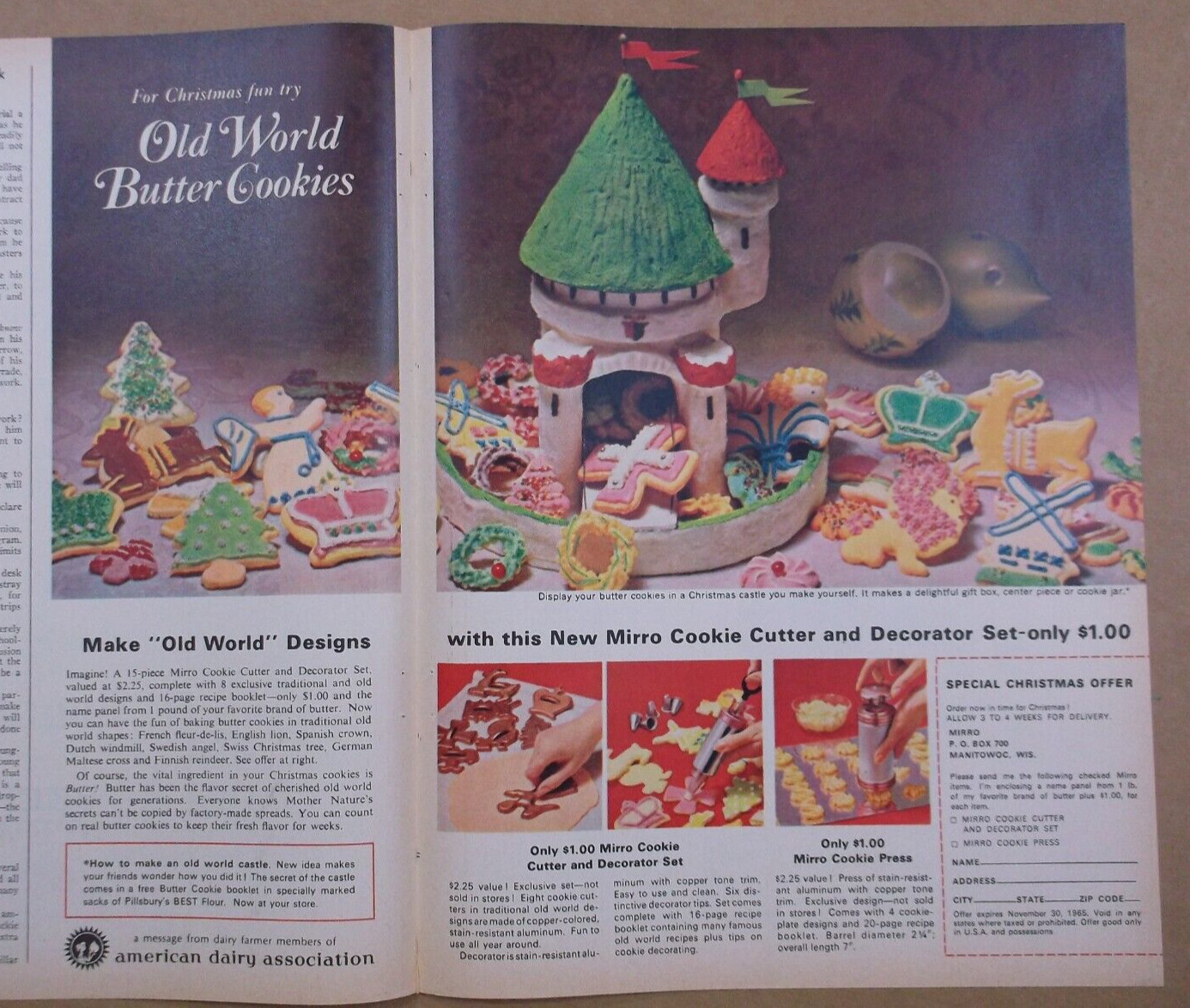 1964 MIRRO Old World CHRISTMAS Magazine AD~COOKIE CUTTER Offer~Campbell’s BOUNTY