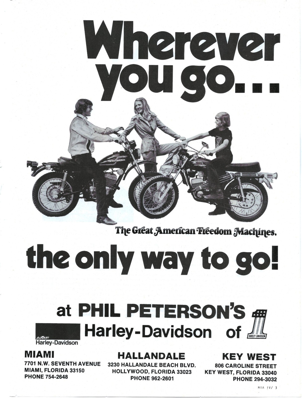 Vintage Print Ad Harley-Davidson – Phil Peterson’s of Miami – July 1975 11″x8″