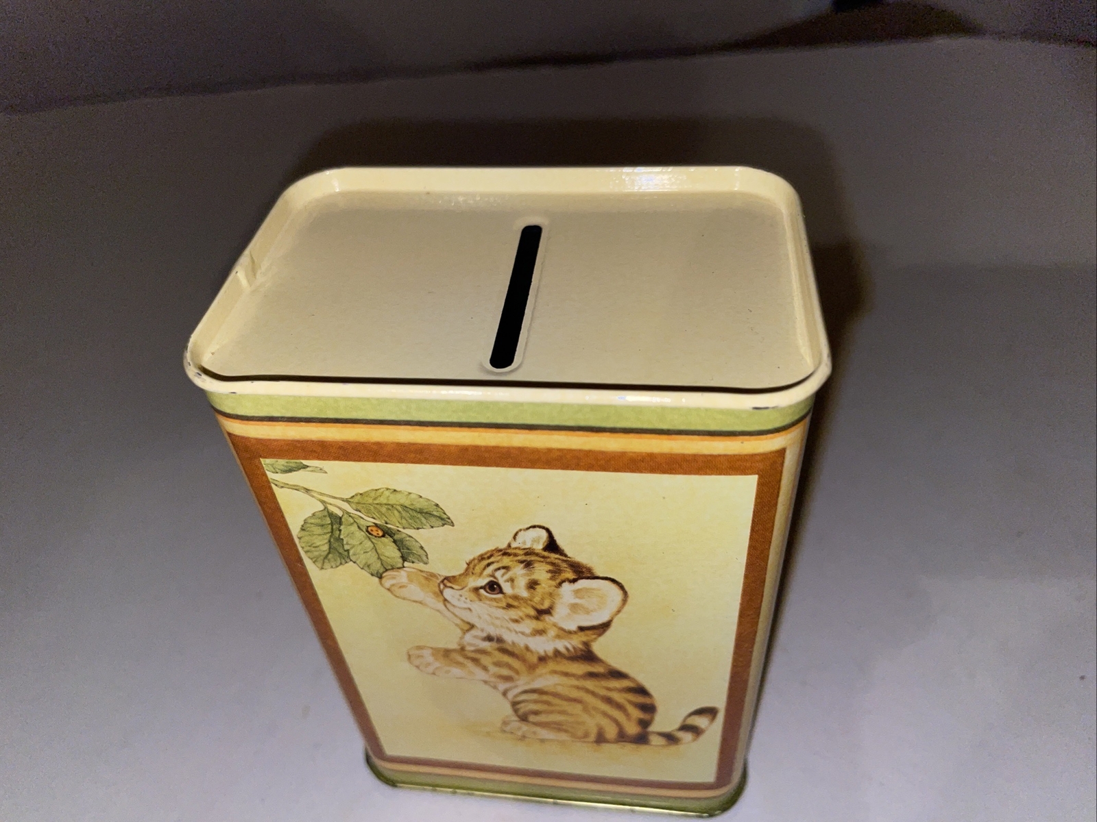 Hallmark Cards Inc. Coin Slot Tin Cat Bank Collectible Made in USA 4.5” Tall