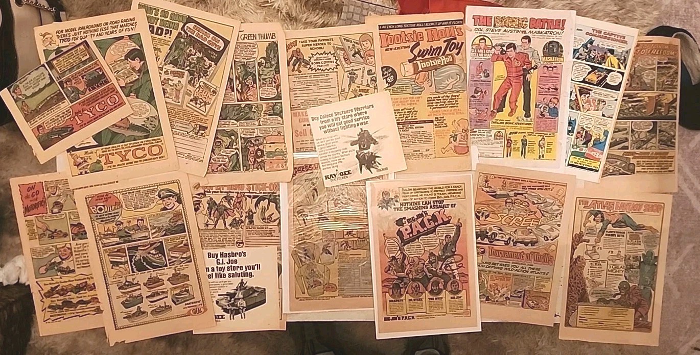 Vintage 1970s 80’s Comic Toy Ads SMDM GI Joe Big Jim Marvel DC Batman Tyco