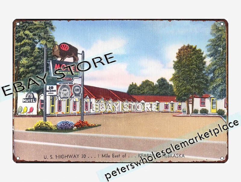 1930-45 Buffalo Motel, U.S. Highway 30- East of- Kearney, Nebraska tin sign