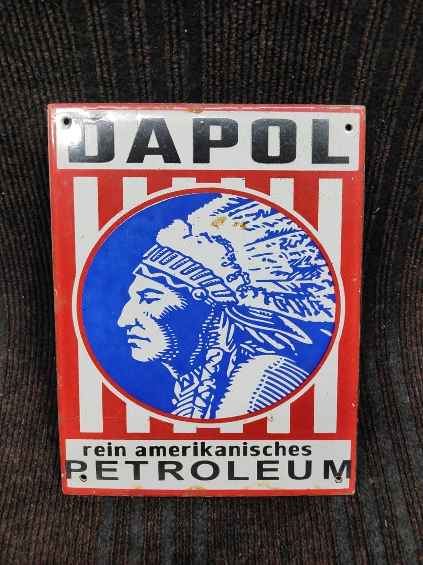 Porcelain Dapol Petroleum Enamel Metal Sign Plate Size 9″ x 7″ Inches