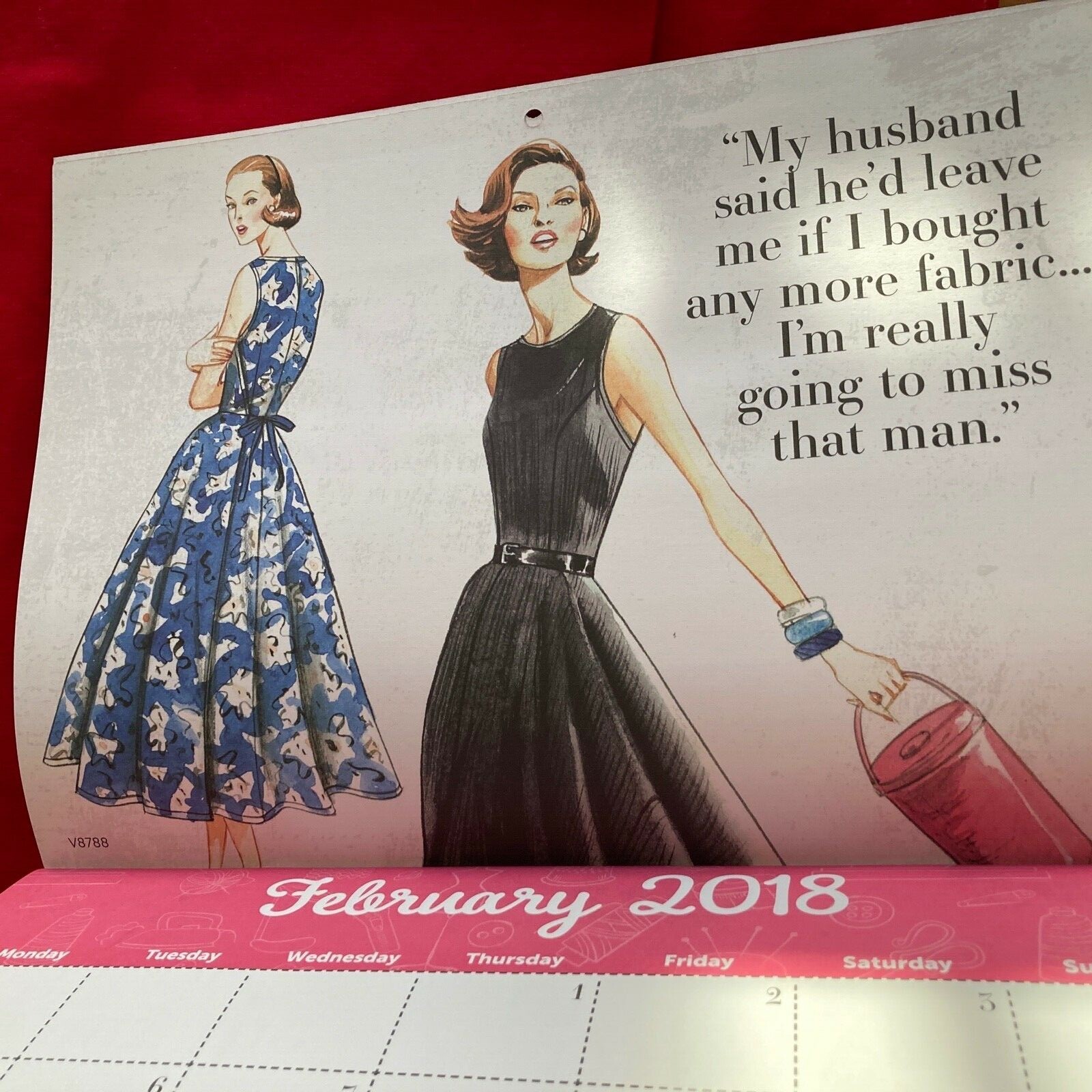 McCalls Wall Calendar Reproduction Sewing Pattern Illustrations 2018 Frame Decor