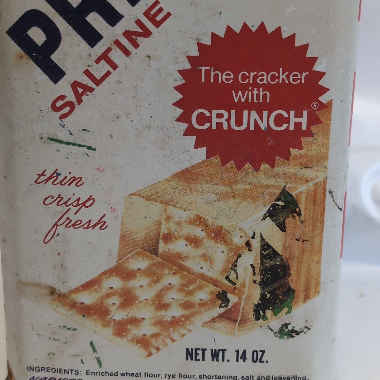 Vintage © 1969 Nabisco Premium Saltine Crackers 14 oz Tin Container w Lid