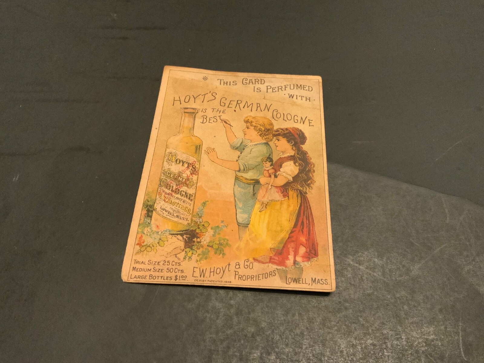 1885 HOYT’S GERMAN COLOGNE ~ E.W.Hoyt & Co. Proprietors-Lowell, Mass. Trade Card
