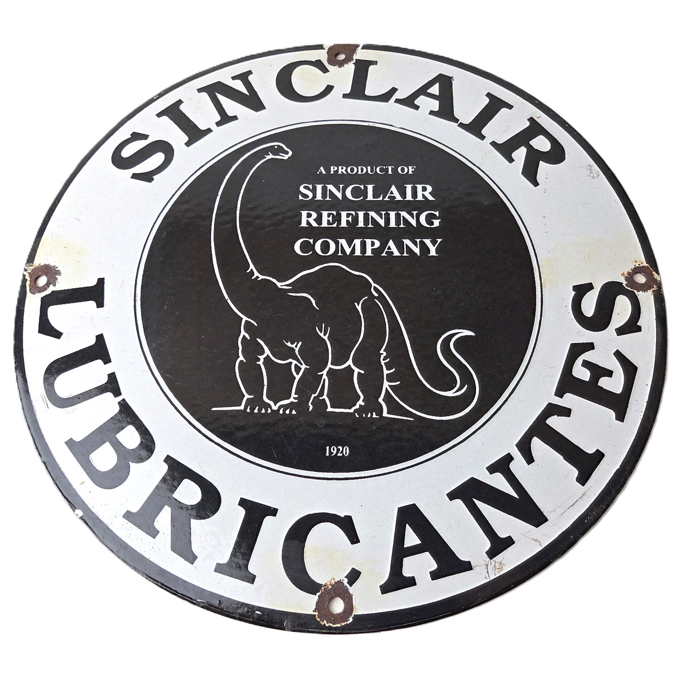 Vintage Sinclair Gasoline Porcelain Sign – Dino Motor Oil Gas Pump Plate Sign