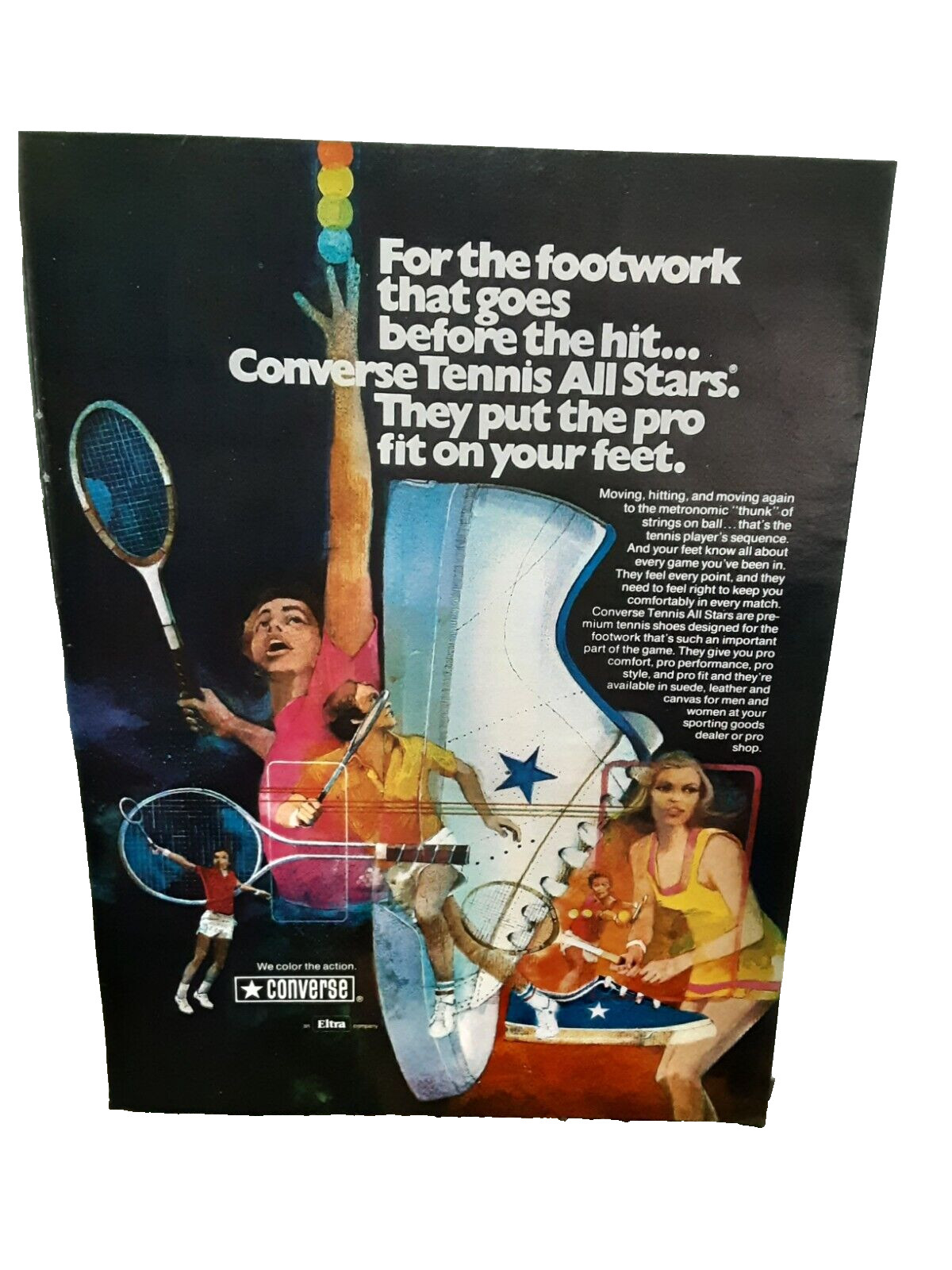 1975 Converse Tennis All Stars Shoes Original Print Ad 70s