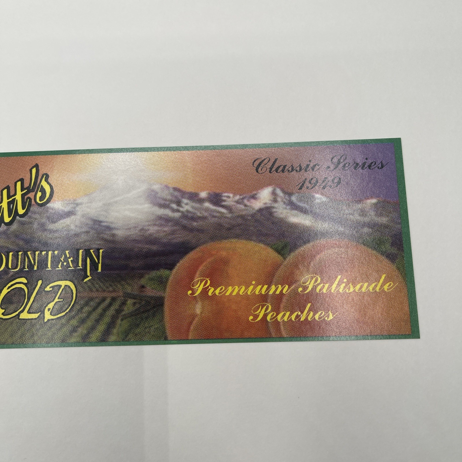 1949 Talbott’s Mountain Gold Premium Palisade Peaches Crate Label