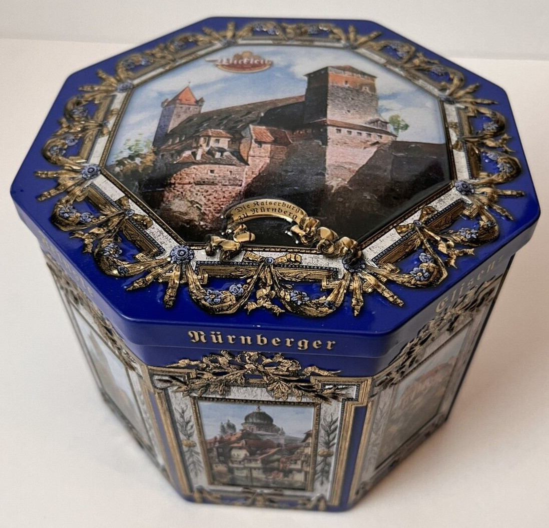 Gottfried Wicklein Covered Tin Lebkuchen Nurnberger Octagon From Germany