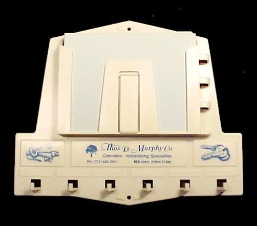 Thos. D. Murphy Co. Wall Mount Notepad Pen Key Rack Holder Ivory Plastic Vintage