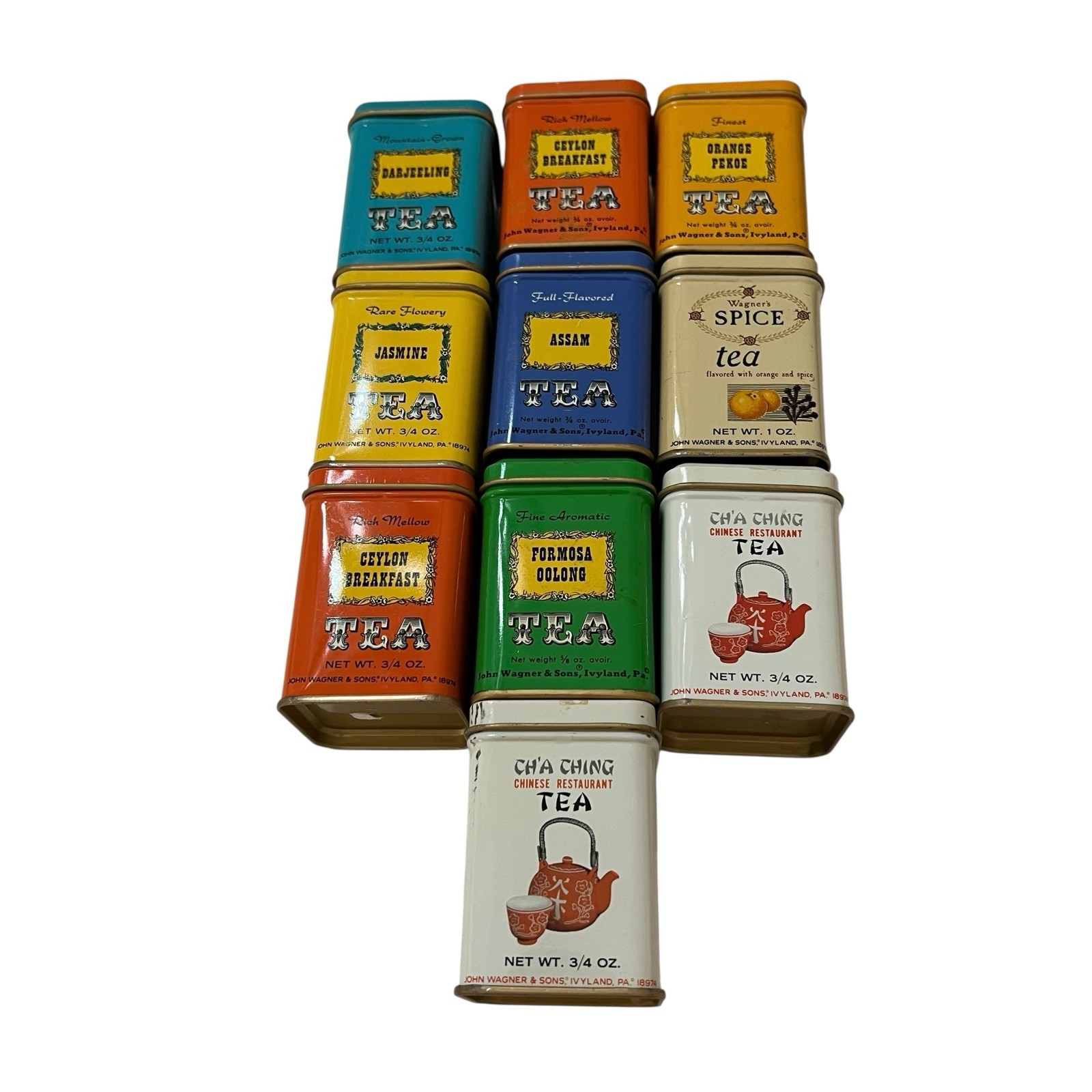 John Wagner and Other Vintage Metal Tins Lot of 10 1.5×1.5×2.5”