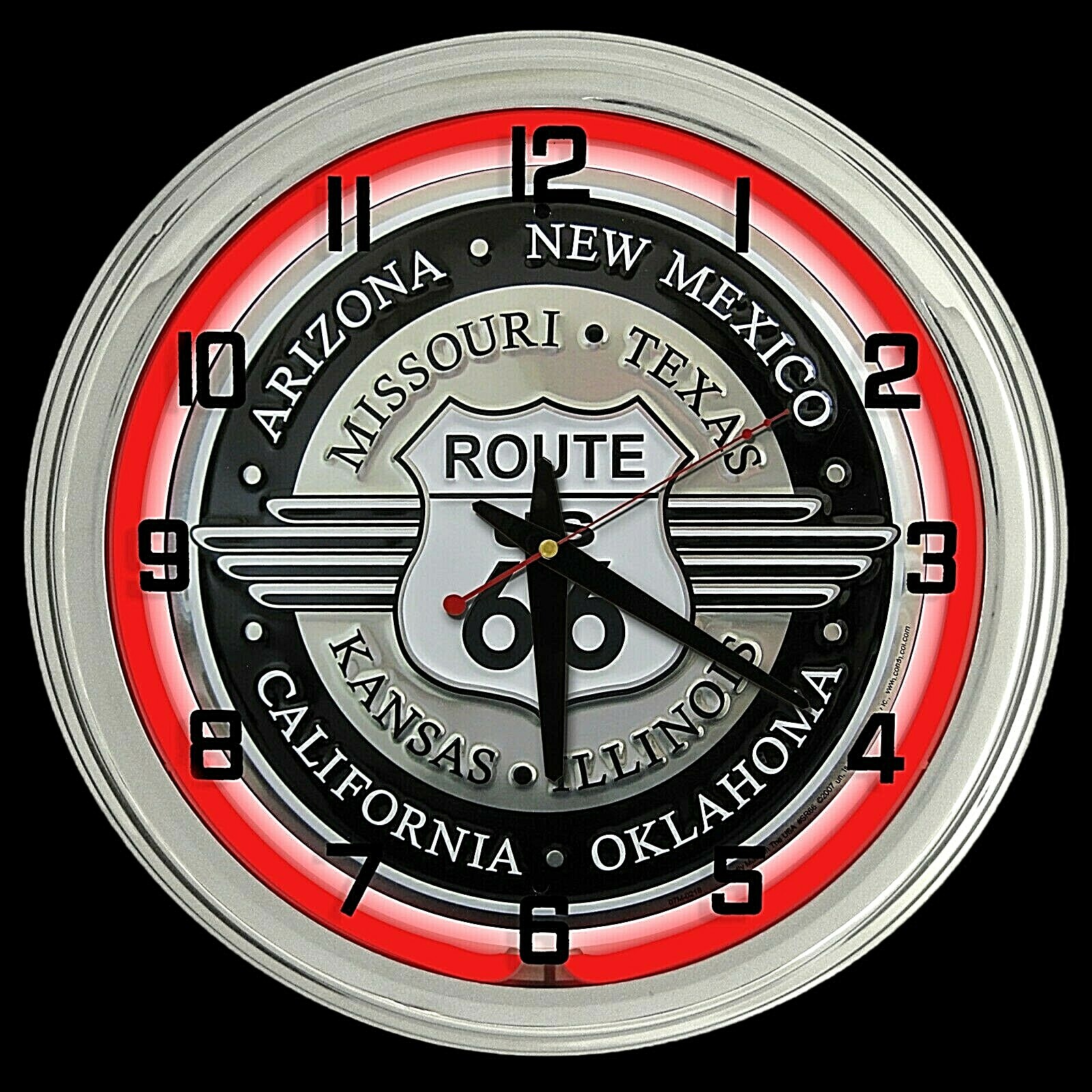 16″ Route 66 Sign Red Neon Clock Garage Man Cave Decor