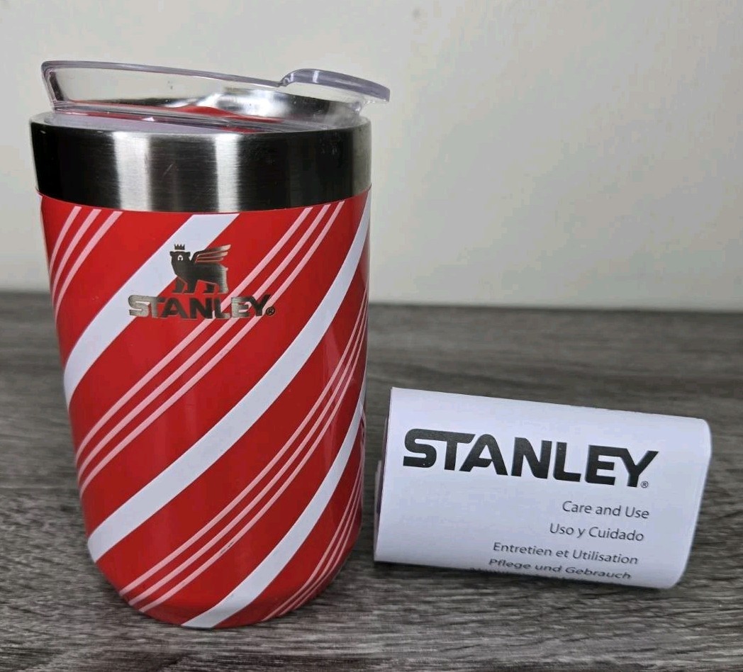 Stanley 12 oz Tumbler Candy Cane Stripe Red Holiday Limited Edition. Open Box