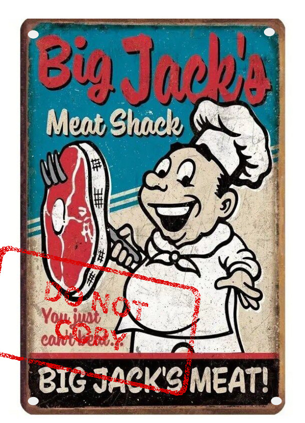 Big Jack’s Meat Shack Retro Vintage Distressed 8×12 Aluminum Metal Sign
