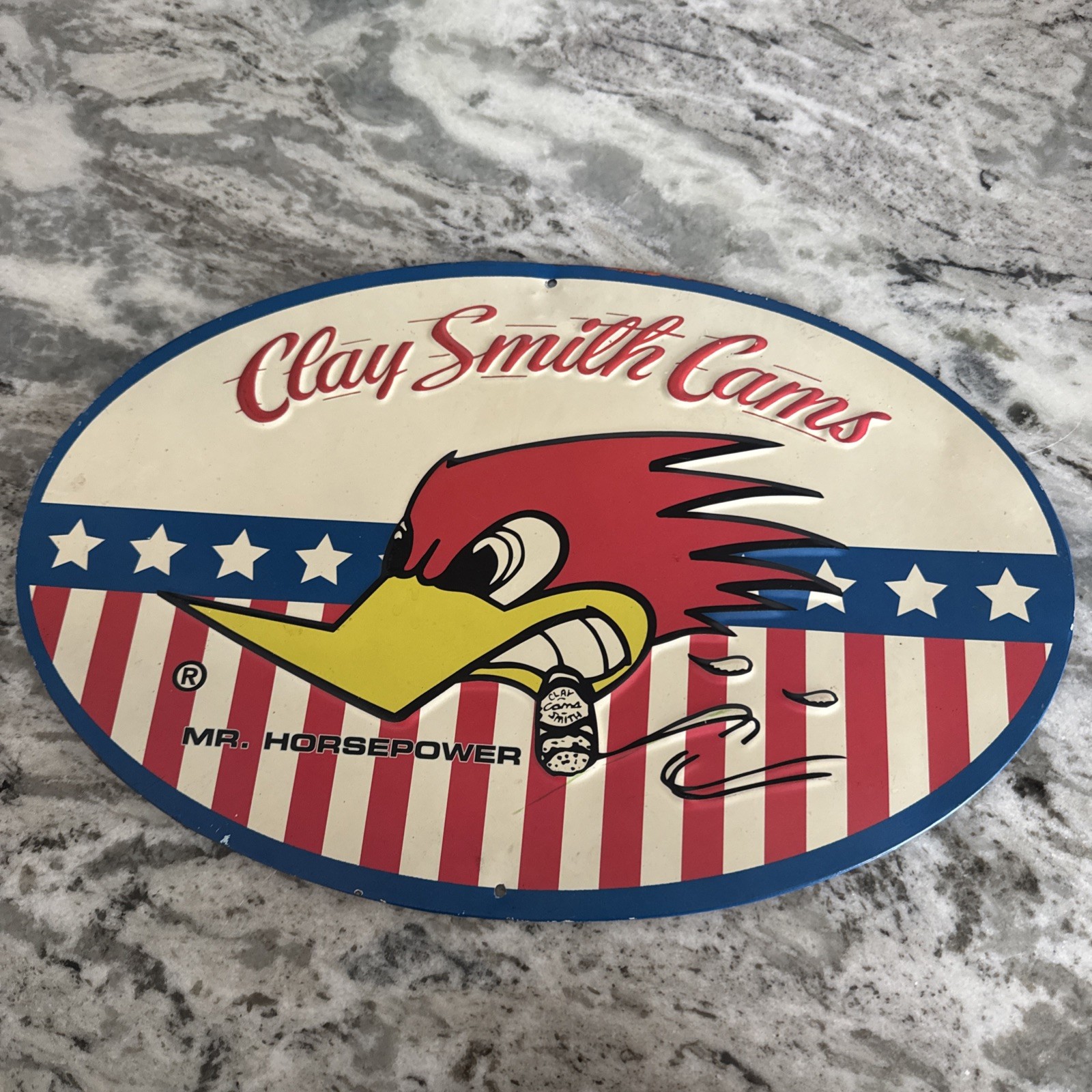 10 1/2 × 16 CLAY SMITH CAMS MR HORSEPOWER METAL SIGN!