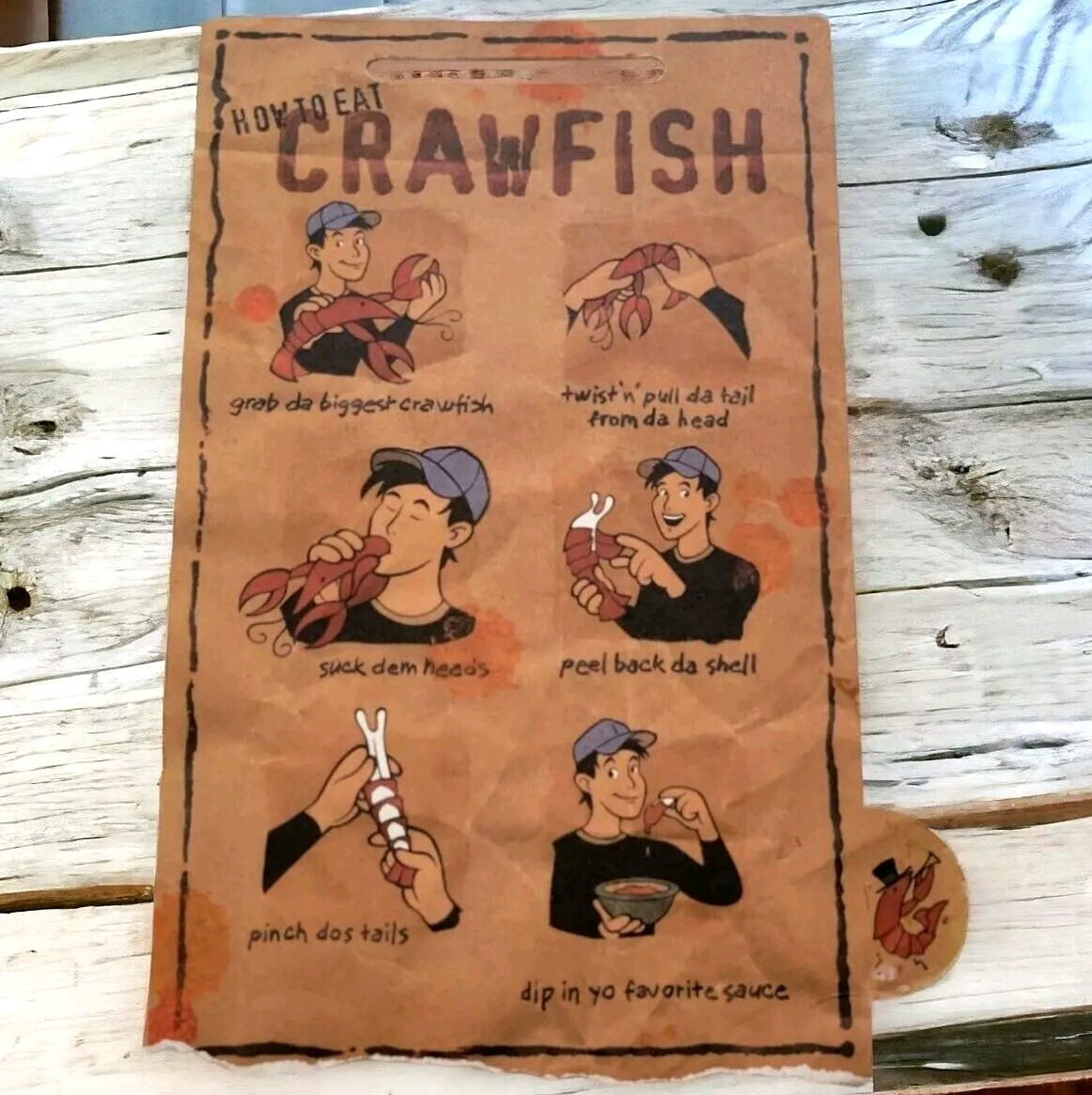 How to Eat Crawfish Advertising Fishing Trade Glossy Card Promotion Vtg