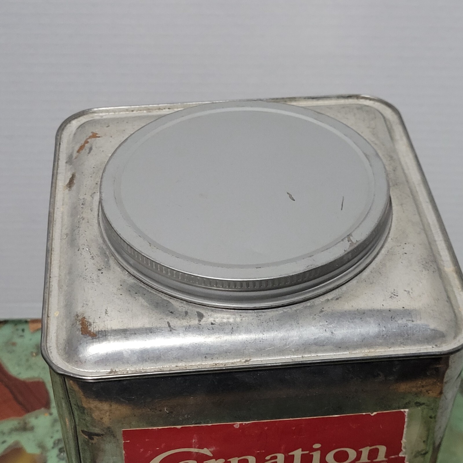 Vintage Carnation Instant Nonfat Dry Milk Tin Can Net Wt. 5lbs Empty Paper Label