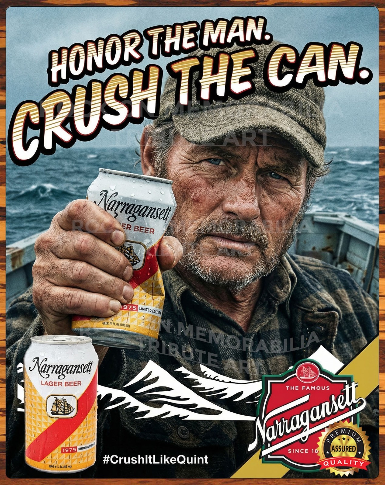 Narragansett Beer – Jaws – Quint – Honor The Man – Metal Sign 11 x 14