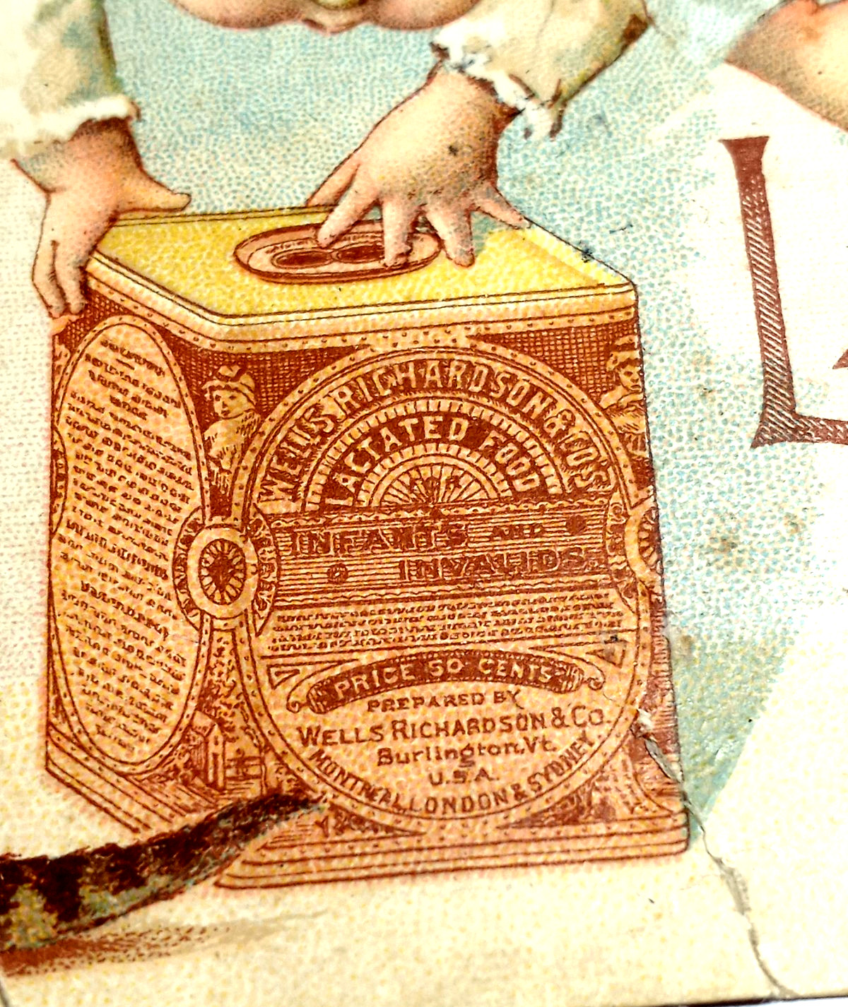 Vintage Trade Card Lactated Food Wells Richardson & Co Milk Free Shipping