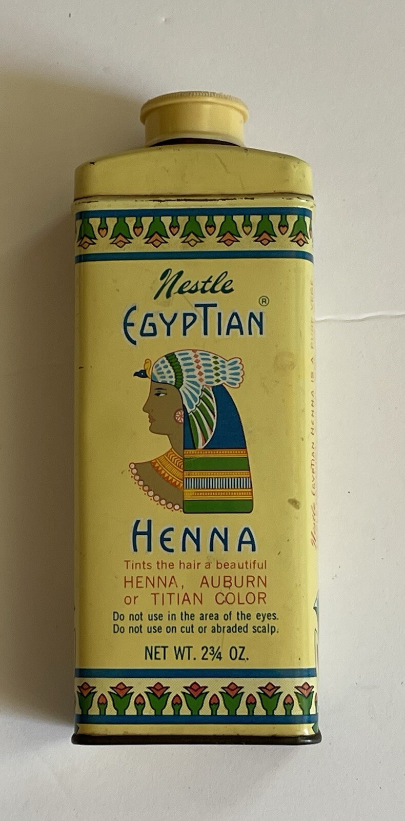 Nestle Egyptian Henna Hair Tint Auburn Titian Color Advertising Tin 1970s