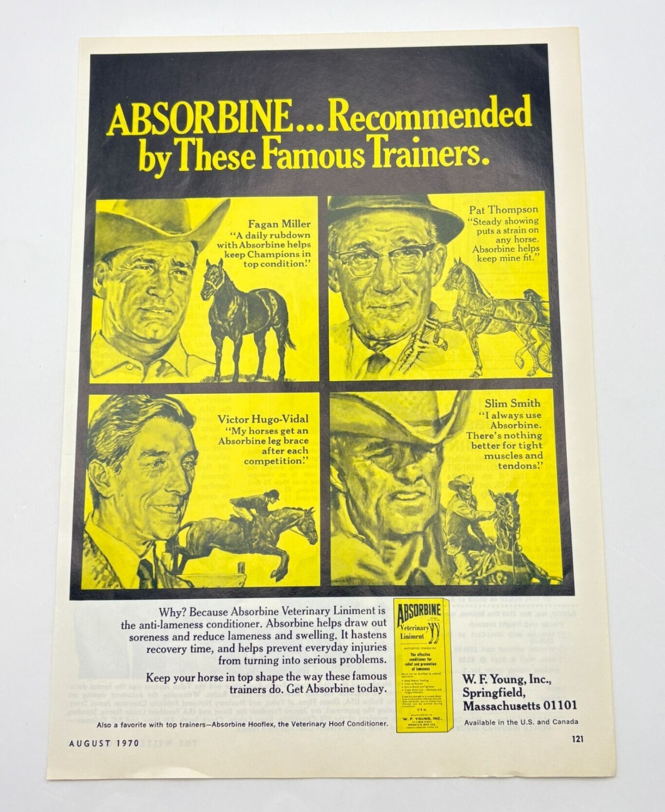 Vintage Print Ad 1970s Absorbine Liniment Famous Trainers Rodeo Highlights