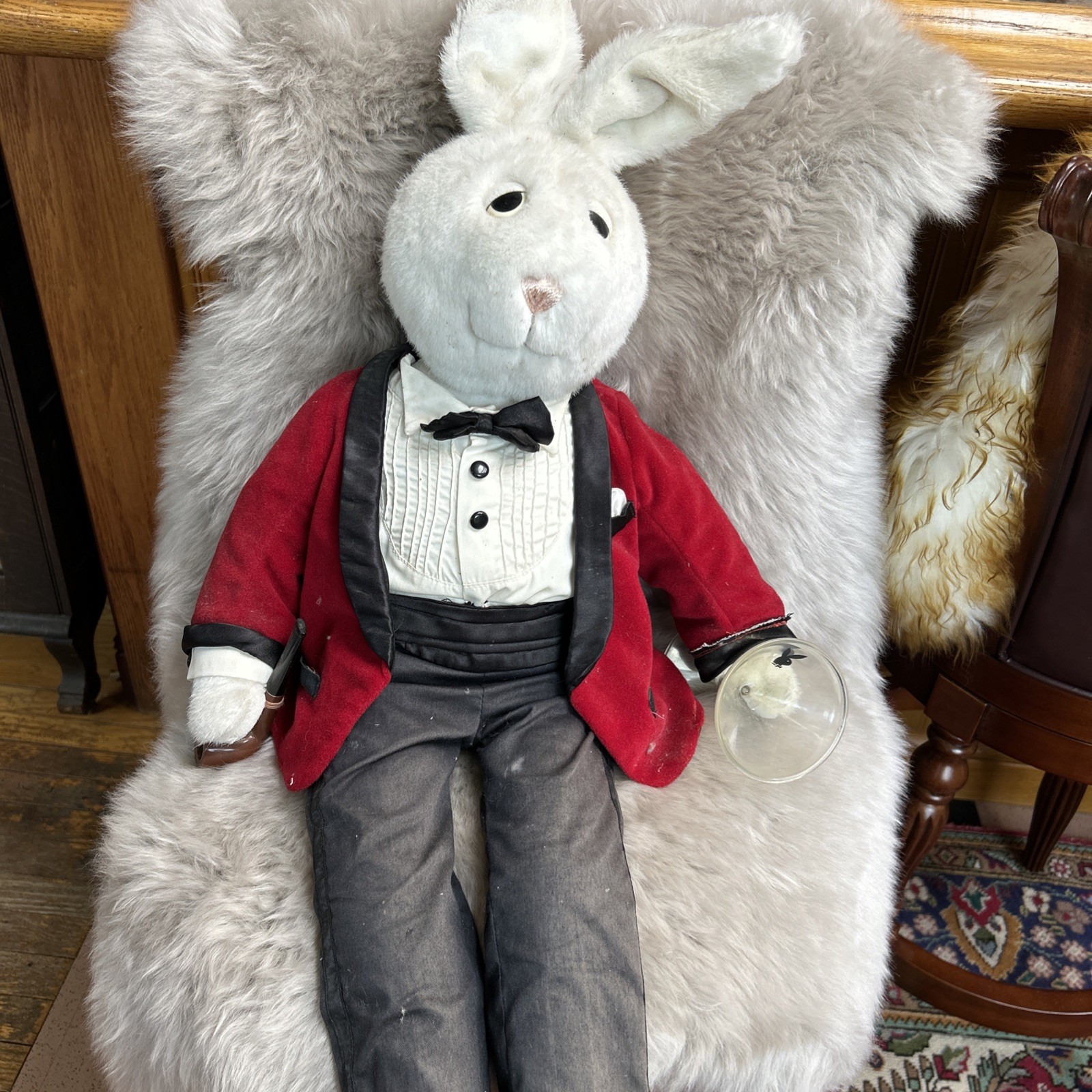 Vintage 1999 Mr. Playboy 30″ Hugh Hefner Plush Bunny needs cleaning