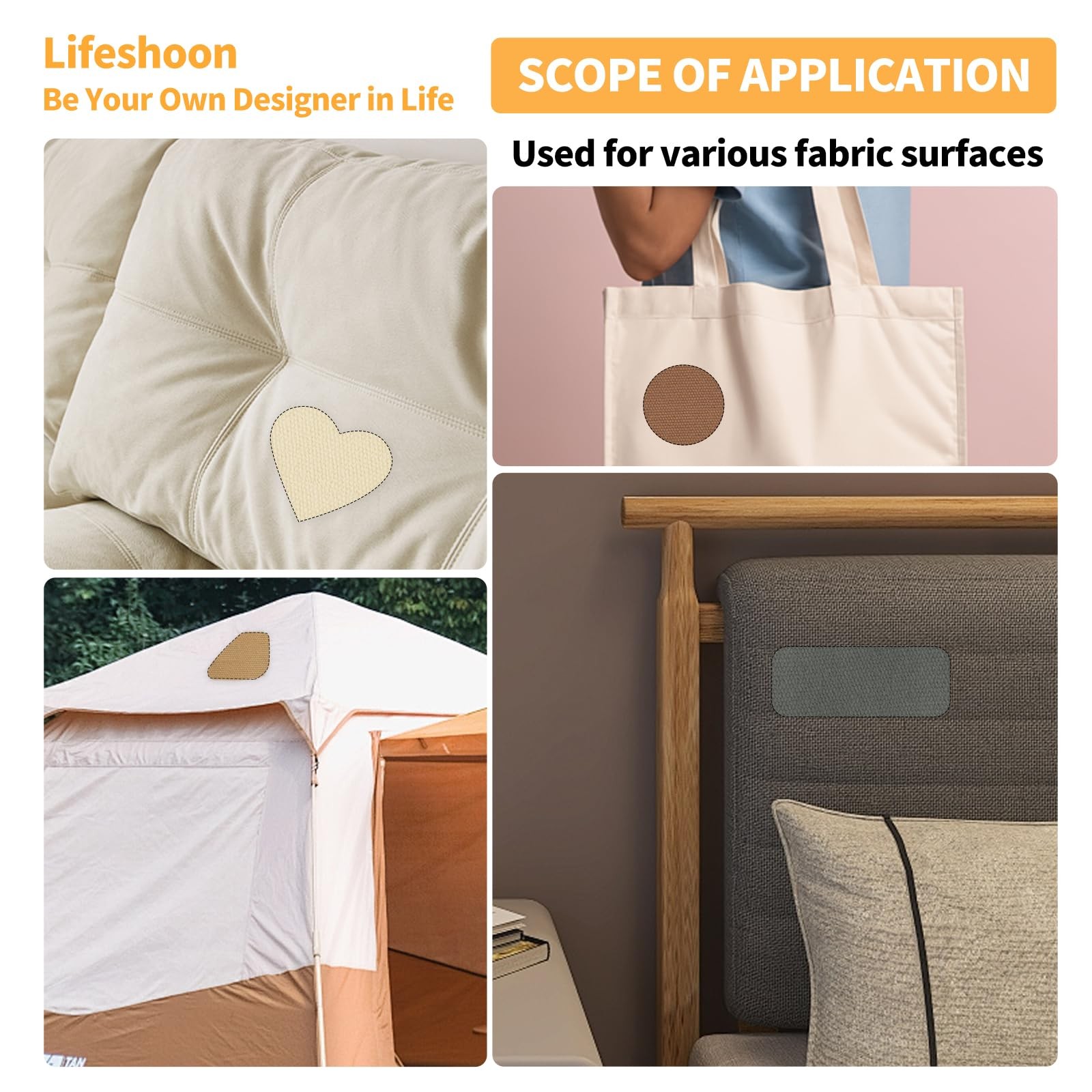 Lifeshoon 17×158″ Self-Adhesive White Canvas Fabric Repair Patch for Furniture
