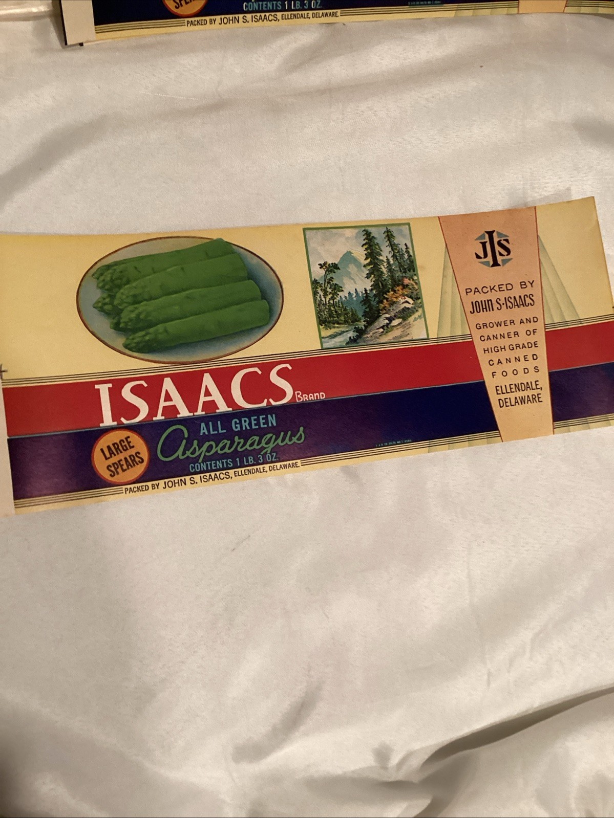 Vintage Pack Of 20 ISAACS Brand All Green Asparagus Paper Labels Food Product