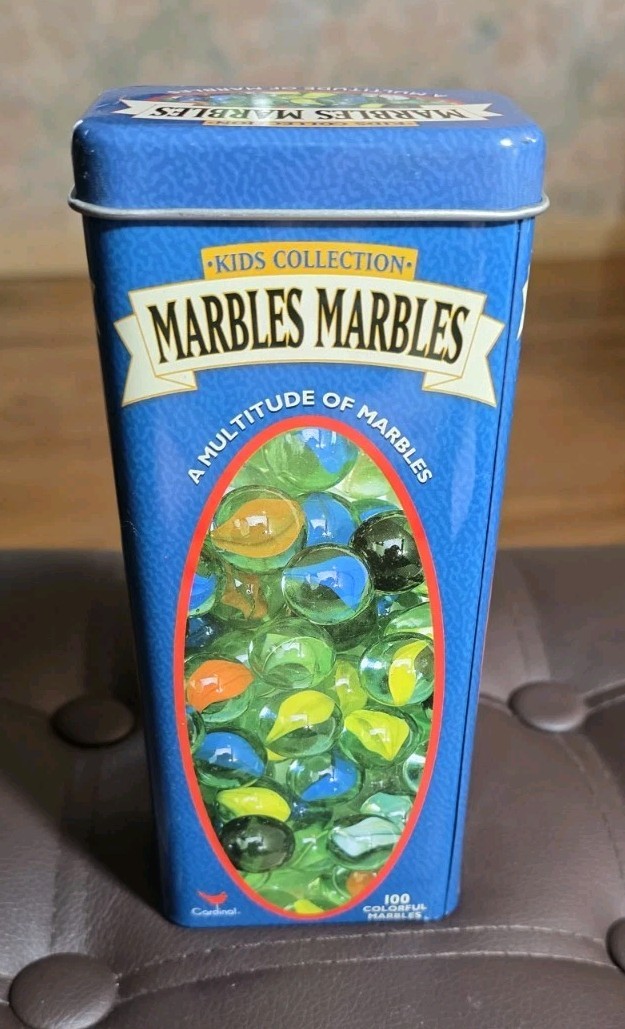 VTG. Cardinal Kids Collection Marbles 100 Colorful Marbles in Original Tin 2001