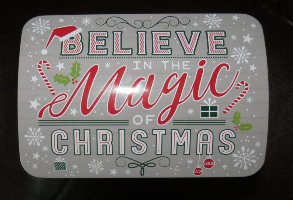 Christmas Believe in the Magic of Christmas Hinged Cover Top Tin Can