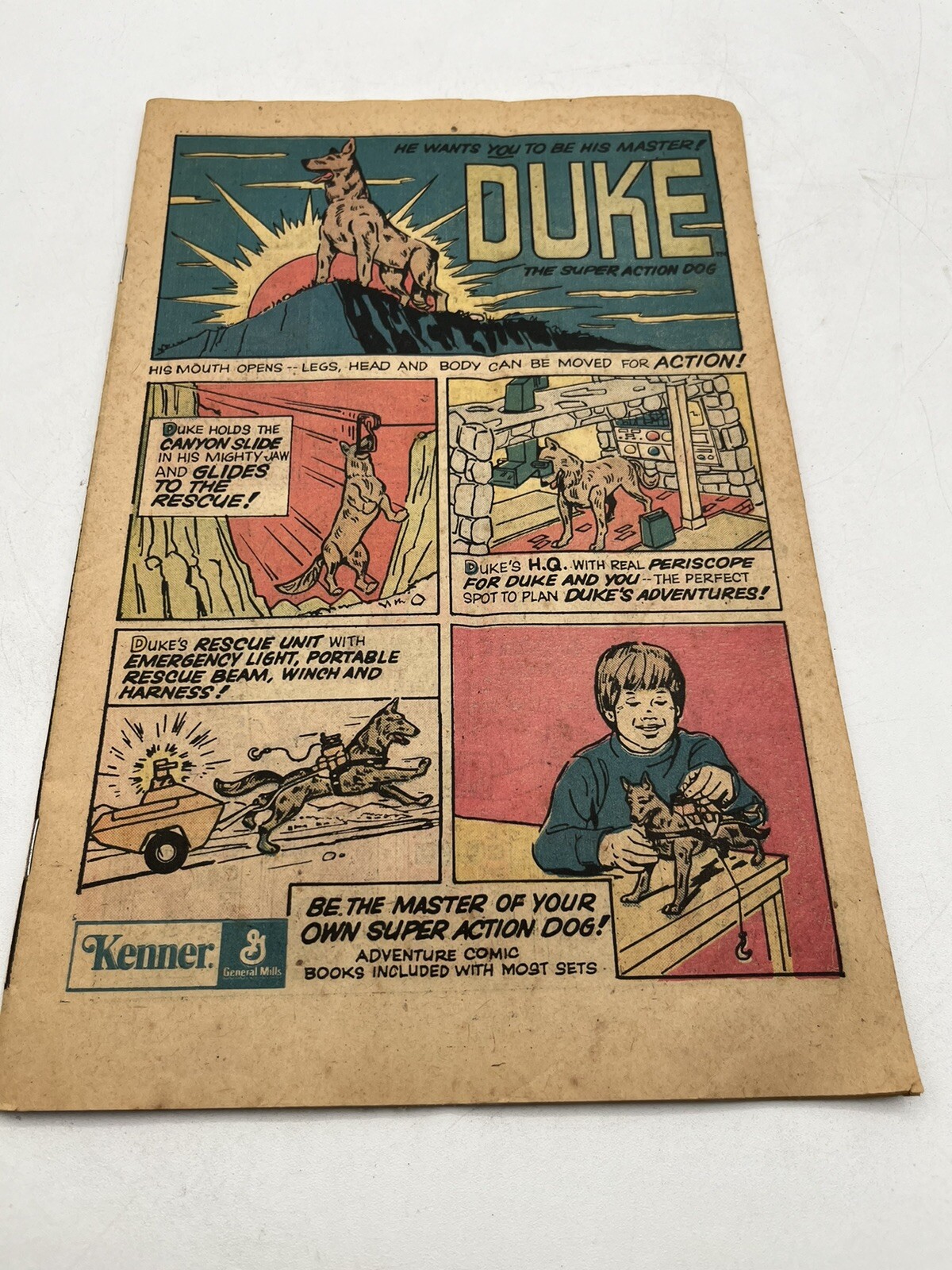 1974 VINTAGE 6.5X10 COMIC TOY PRINT AD FOR KENNER DUKE THE SUPER ACTION DOG