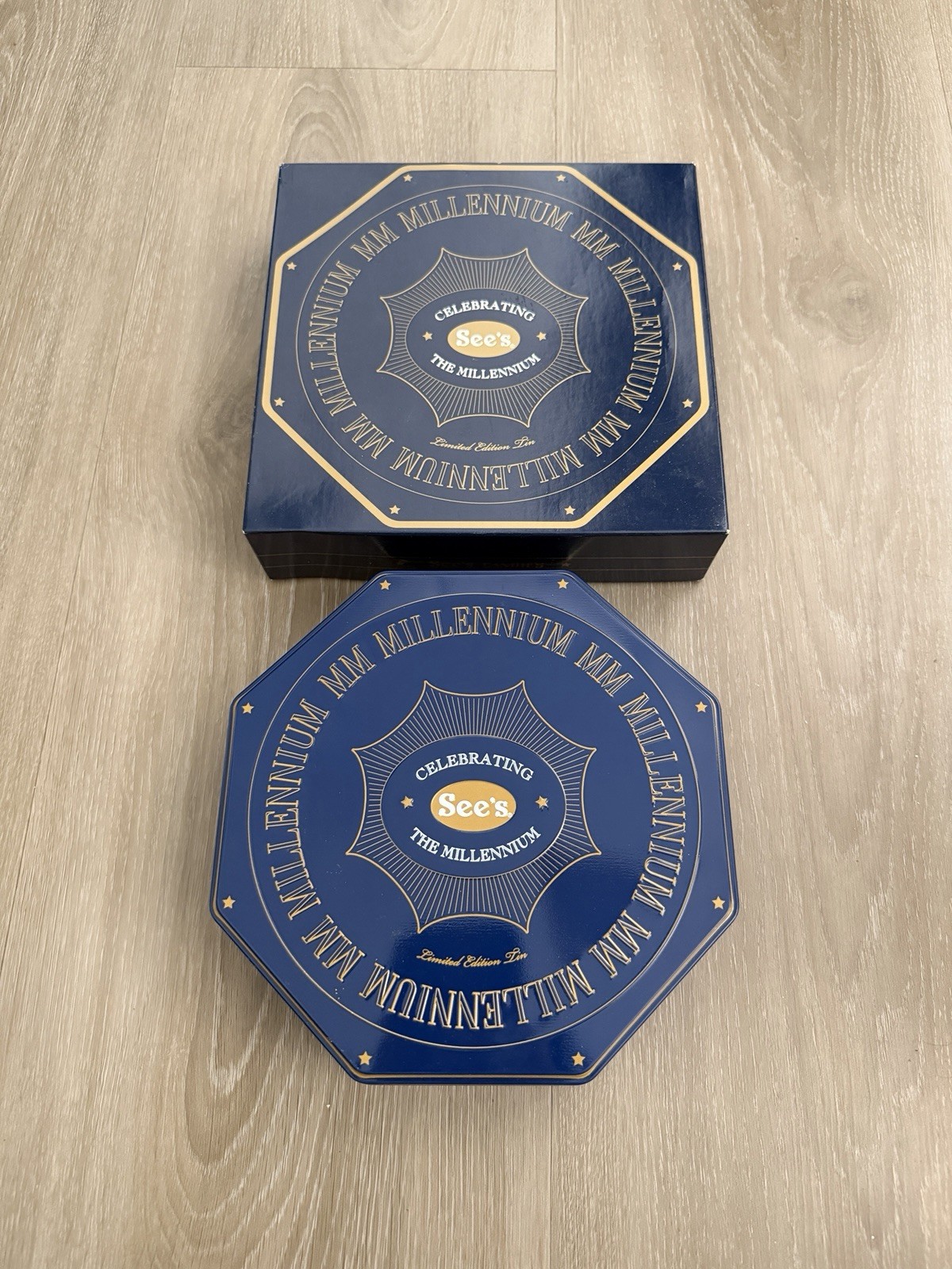 See’s Candy Millennium Limited Edition Tin Octagon Empty Box Collectible Vintage