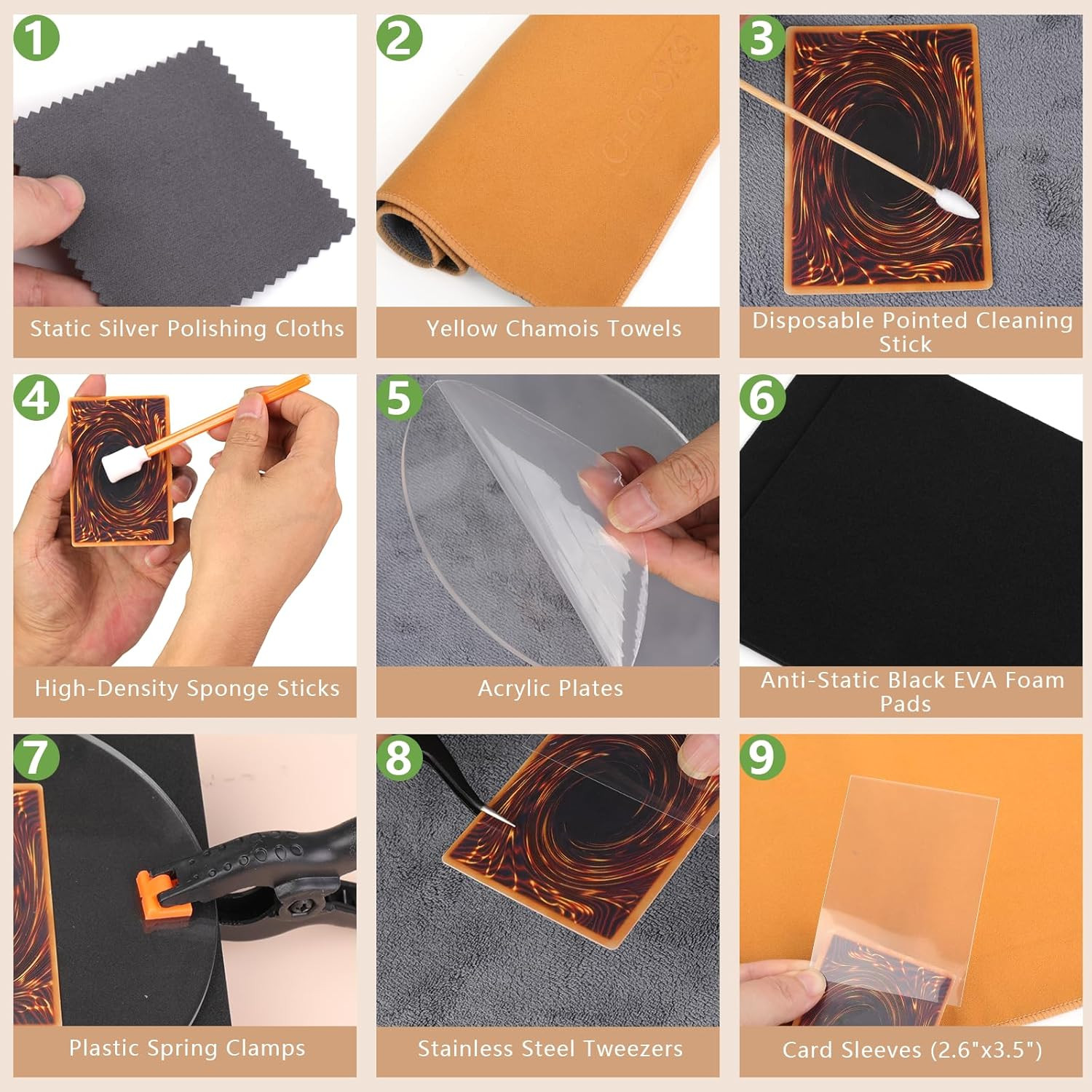 238 Pcs Card Cleaning Kit Trading Sports Flattening TCG Care Repair Tool Manual