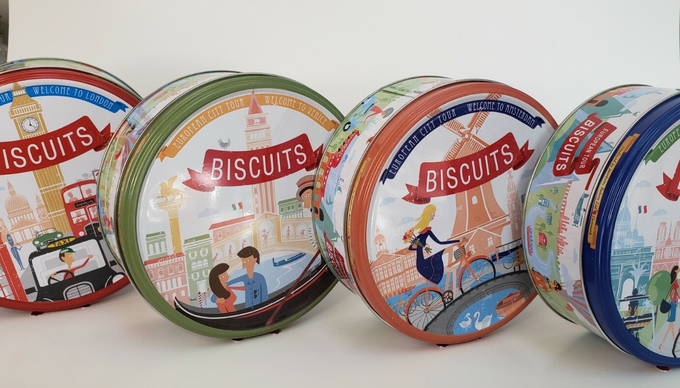 Danish Biscuit tins European City Tour – Jacobsen Baking Co – Set of 4