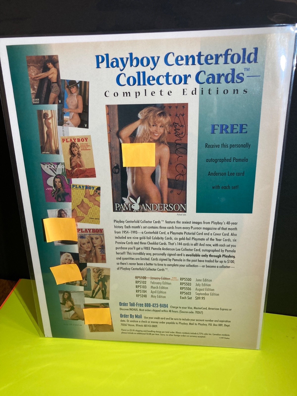 1997 Vintage Original Print Ad Playboy Centerfold Collector Cards Pam Anderson