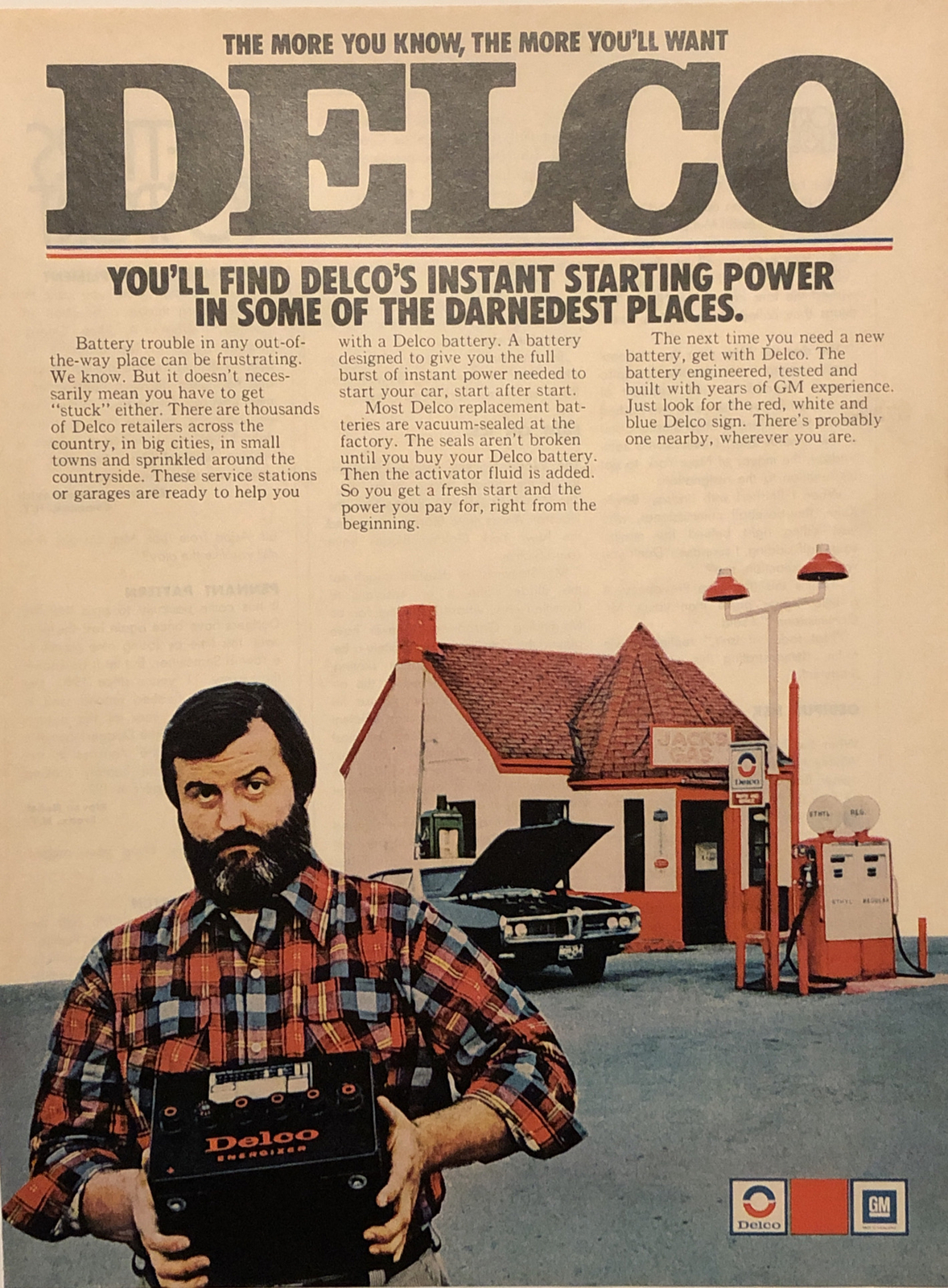 1973 Delco Battery GM Service Station PRINT AD The More You Know VTG 1970s