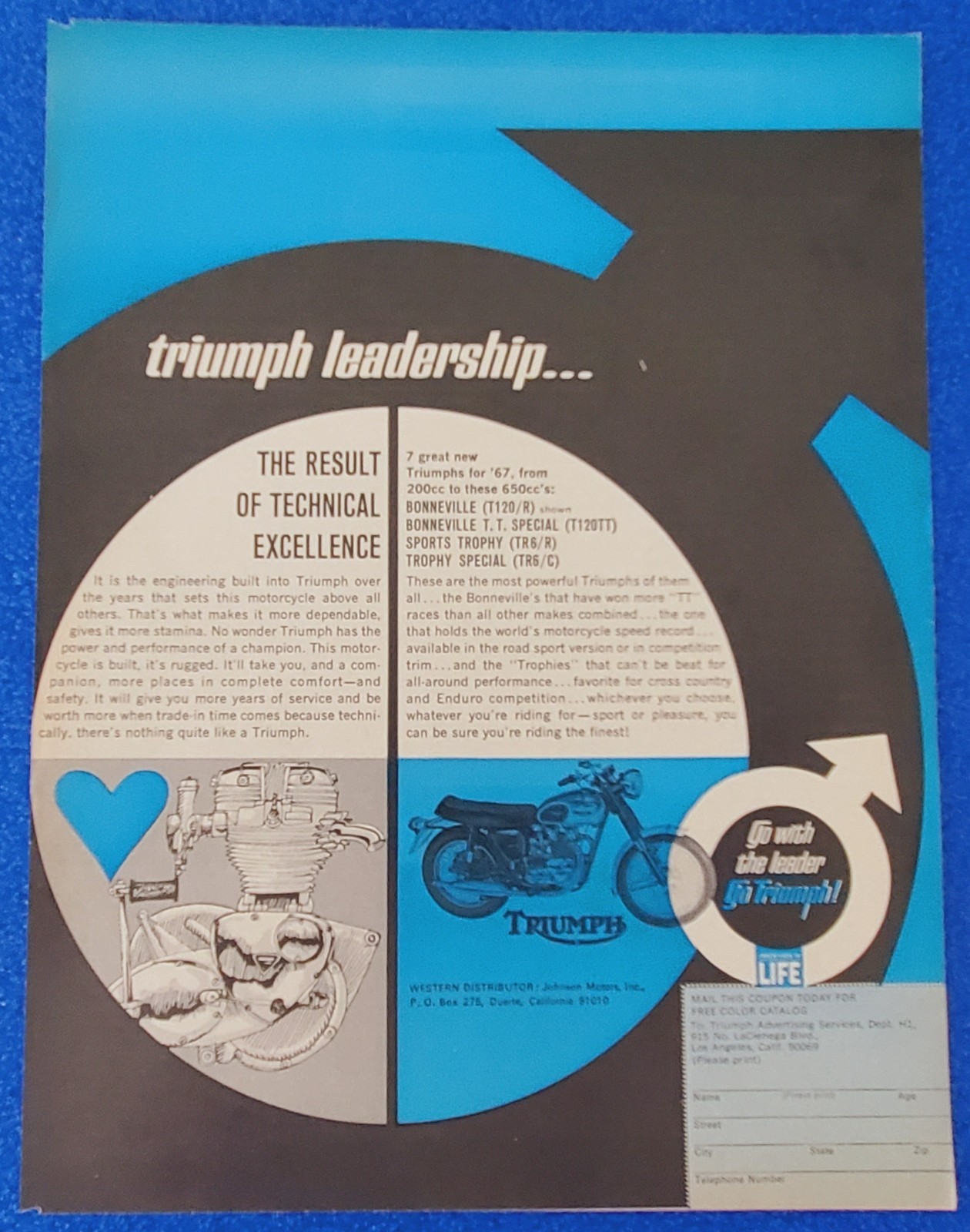 1967 Triumph Bonneville T120R Ad 650 Twin Meriden British Biker Garage Decor UK