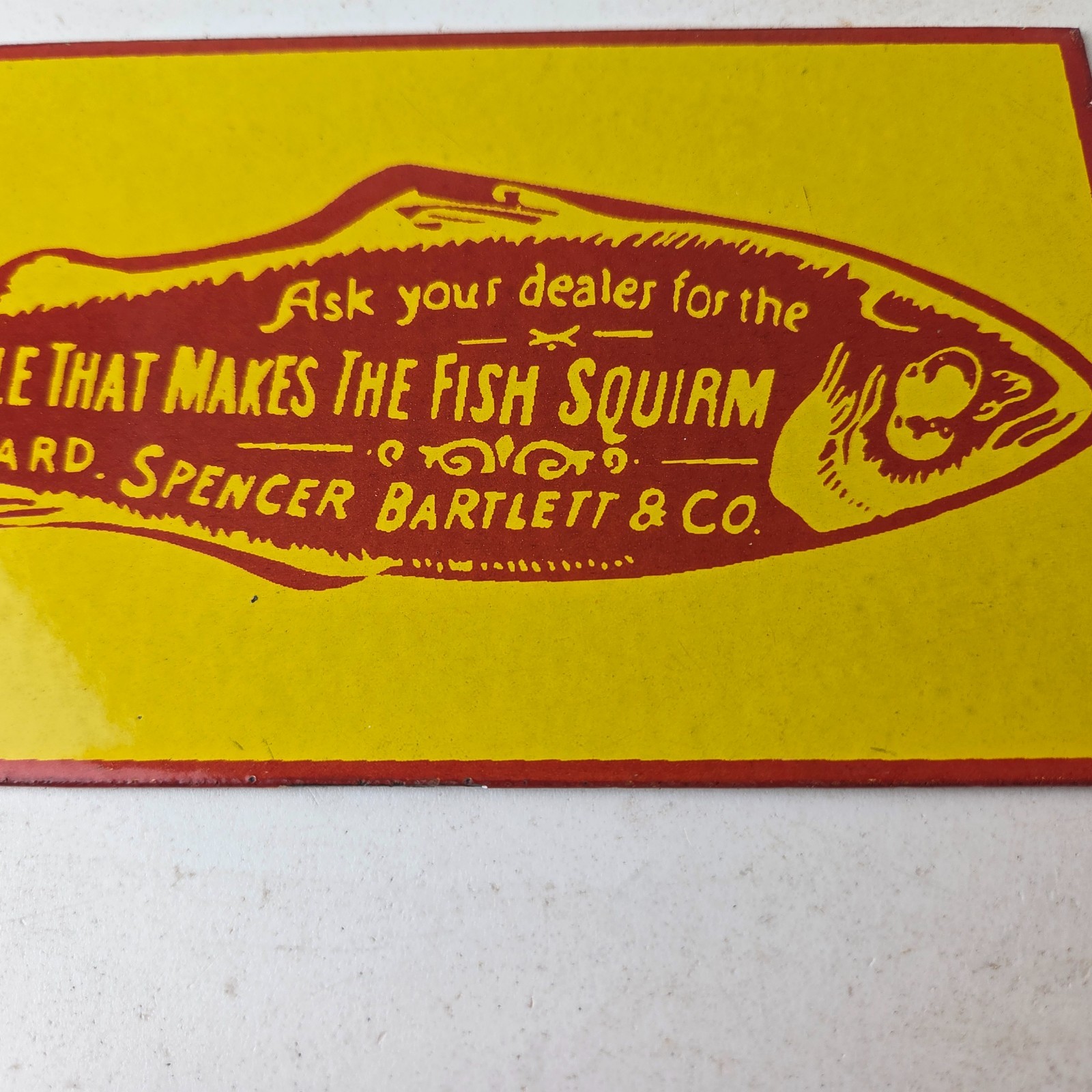 Vintage Fish Tackle Sign – Fishing Dealers Porcelain Advertising Sign