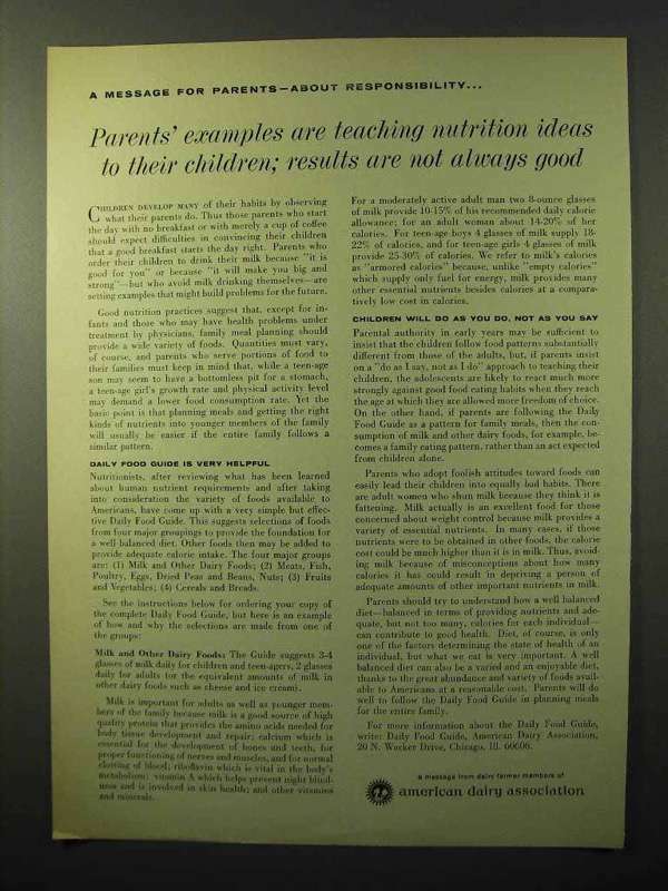 1964 American Dairy Association Ad – Teaching Nutrition