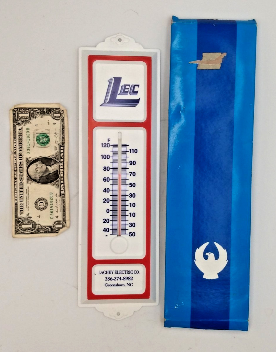 13″X3.75″ Lachey Electric Co. Greensboro NC – Ad Thermometer – Mint In Box – USA