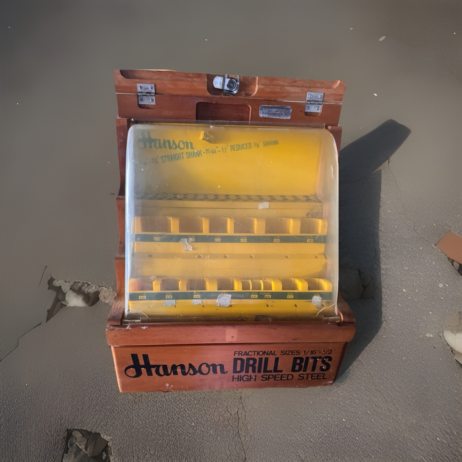HANSON DRILL BITS WOOD PLASTIC STORE COUNTER TOP DISPLAY CASE