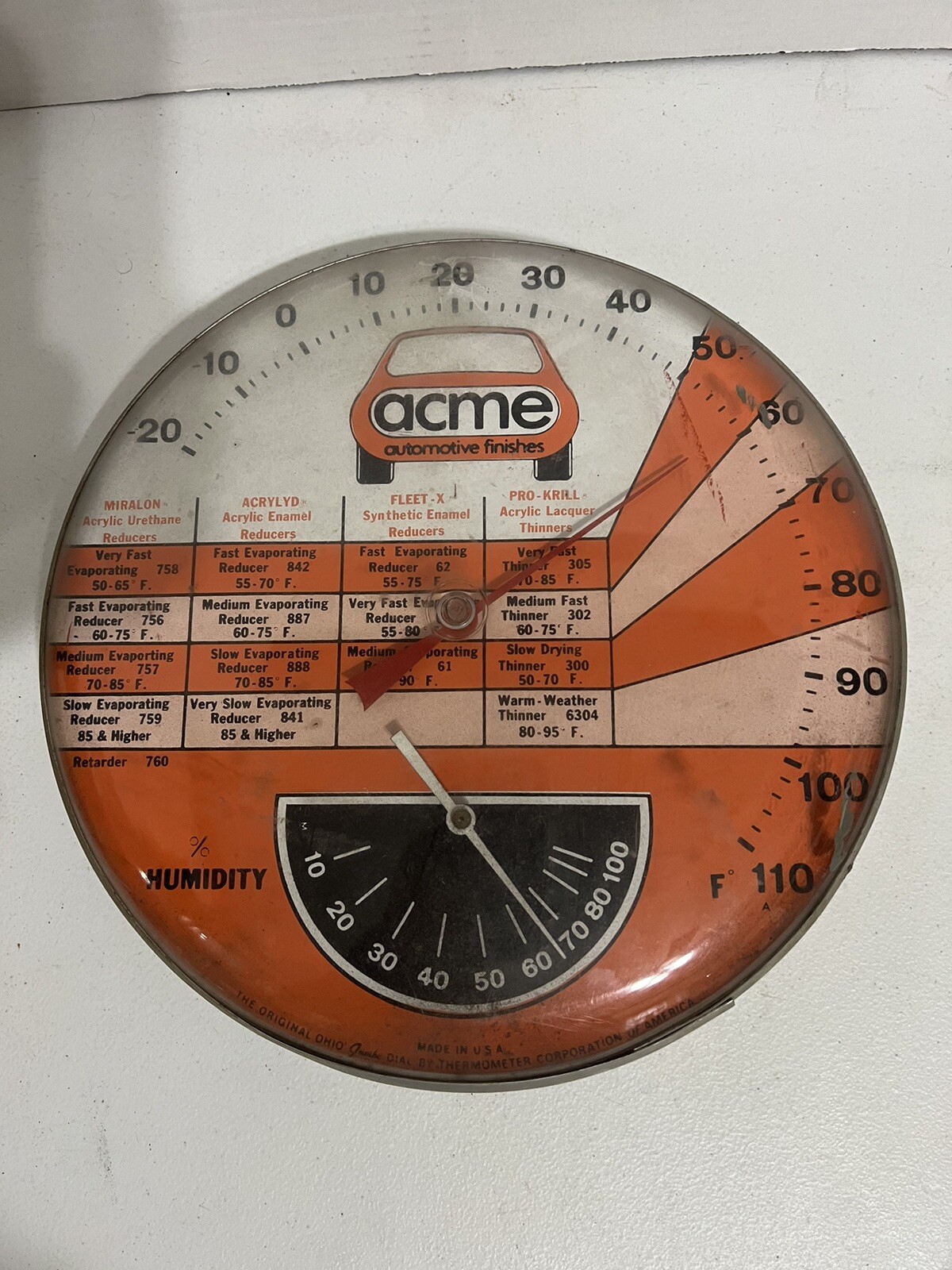 Vintage Ohio Jumbo Dial-Thermometer Corp – Acme Automotive Finishes Ad Display