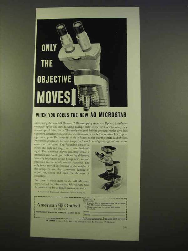 1963 American Optical Microstar Microscope Ad