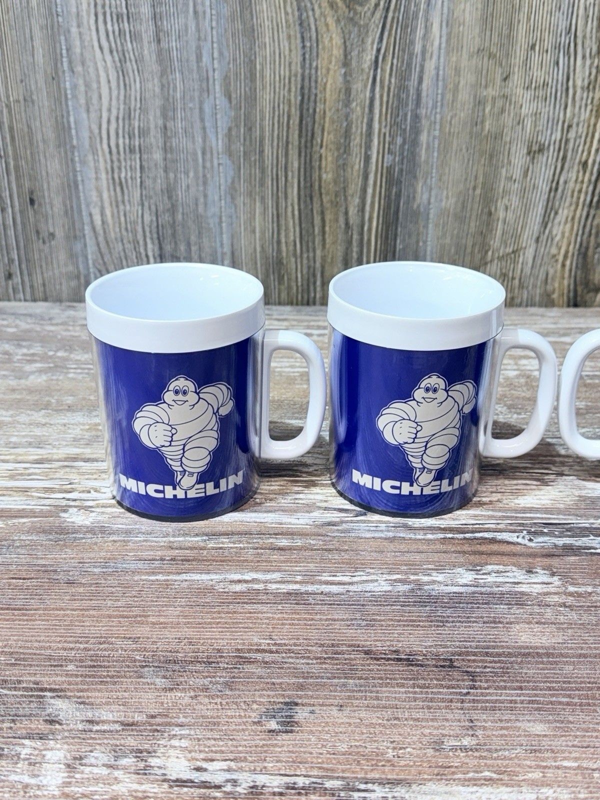 MICHELIN MAN Set of 4 1970’s Thermo Serv Plastic Coffee Mug 10oz USA New VTG