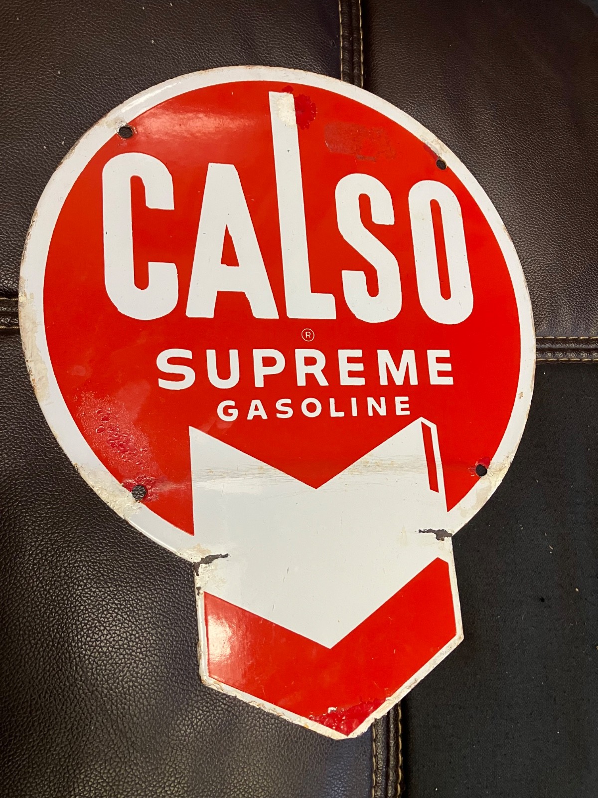 Original Porcelain Calso supreme gas pump plate