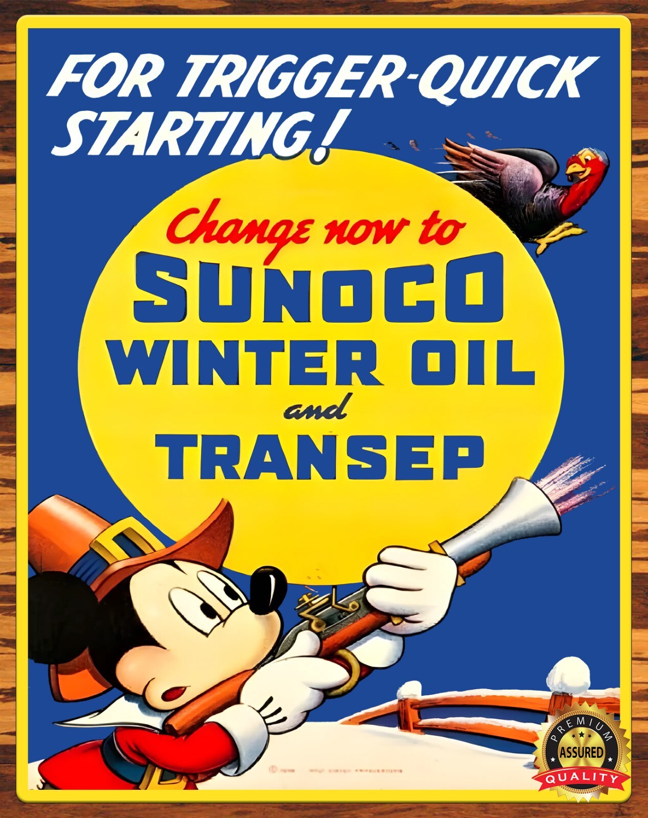 Sunoco Winter Oil – Mickey Mouse For Trigger Quick Starting – Metal Sign 11 x 14