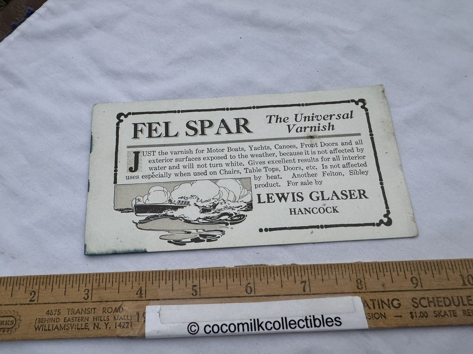 1930s Ink Blotter Fel Spar Universal Varnish Motor Boats Yachts L Glaser Hancock