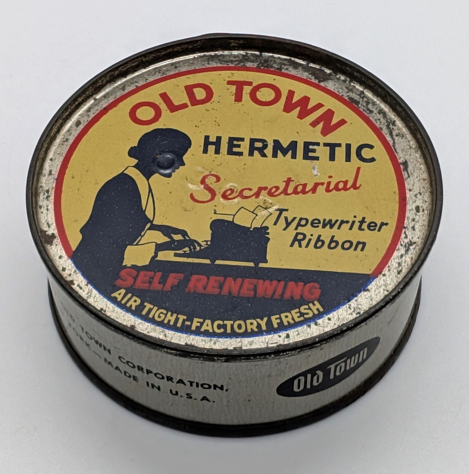 Old Town Hermetic Secretarial TypeWriter Ribbon Wind Key Unopened Can Brooklyn