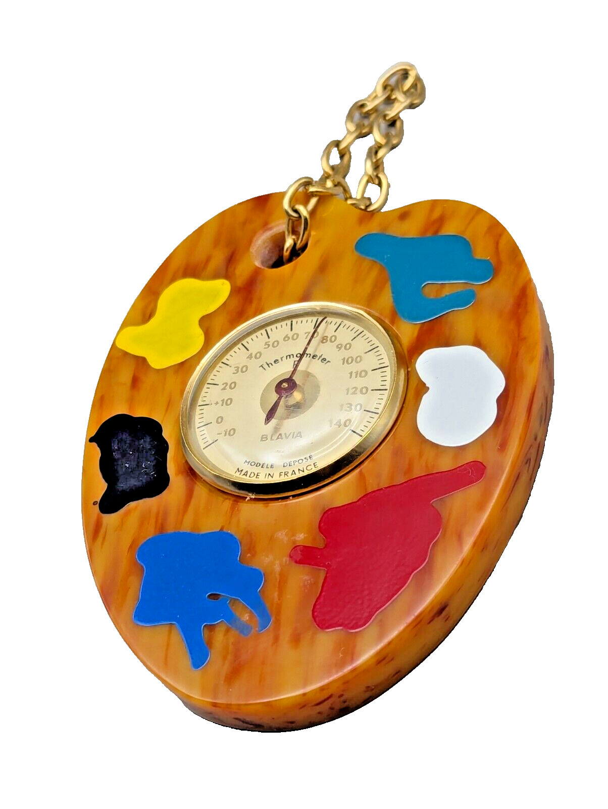 old vintage thermometer artist palette gift lucite BLAVIA FRANCE Butterscotch